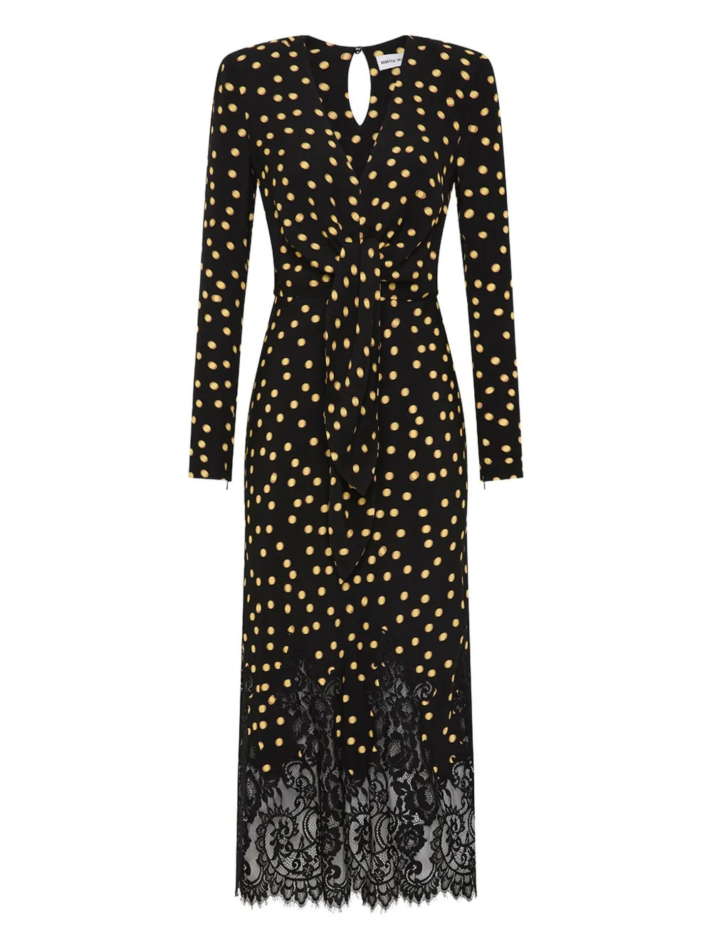 Rebecca Vallance Millie polka-dot lace-trimmed midi dress - Black | Farfetch Global