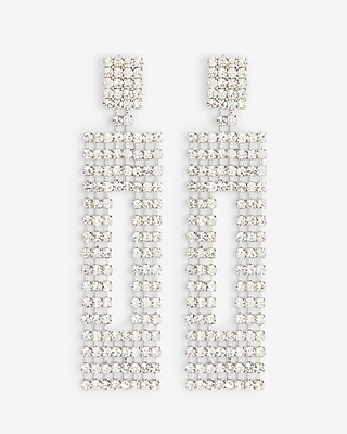 Rhinestone Rectangle Drop Earrings | Express