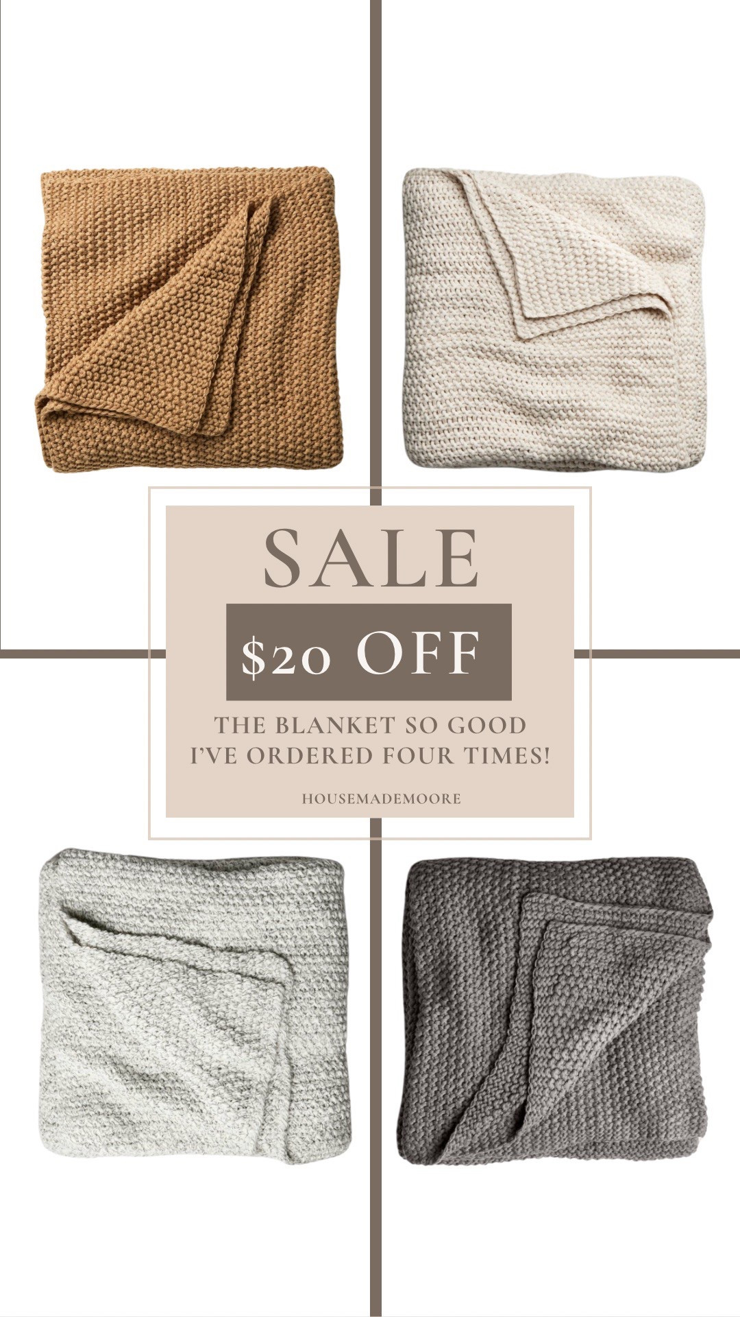 My favorite blanket and bedding staple is on sale $20 off right now! A great time to add that functional piece that doubles as decor! This single piece will add both layers and texture to create that high end bedding look without having to spend a fortune! 

#LTKFindsUnder100 #LTKHome