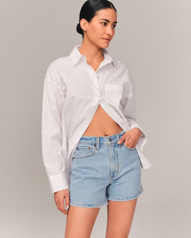 Women's High Rise 4 Inch Mom Short | Women's Bottoms | Abercrombie.com | Abercrombie & Fitch (US)
