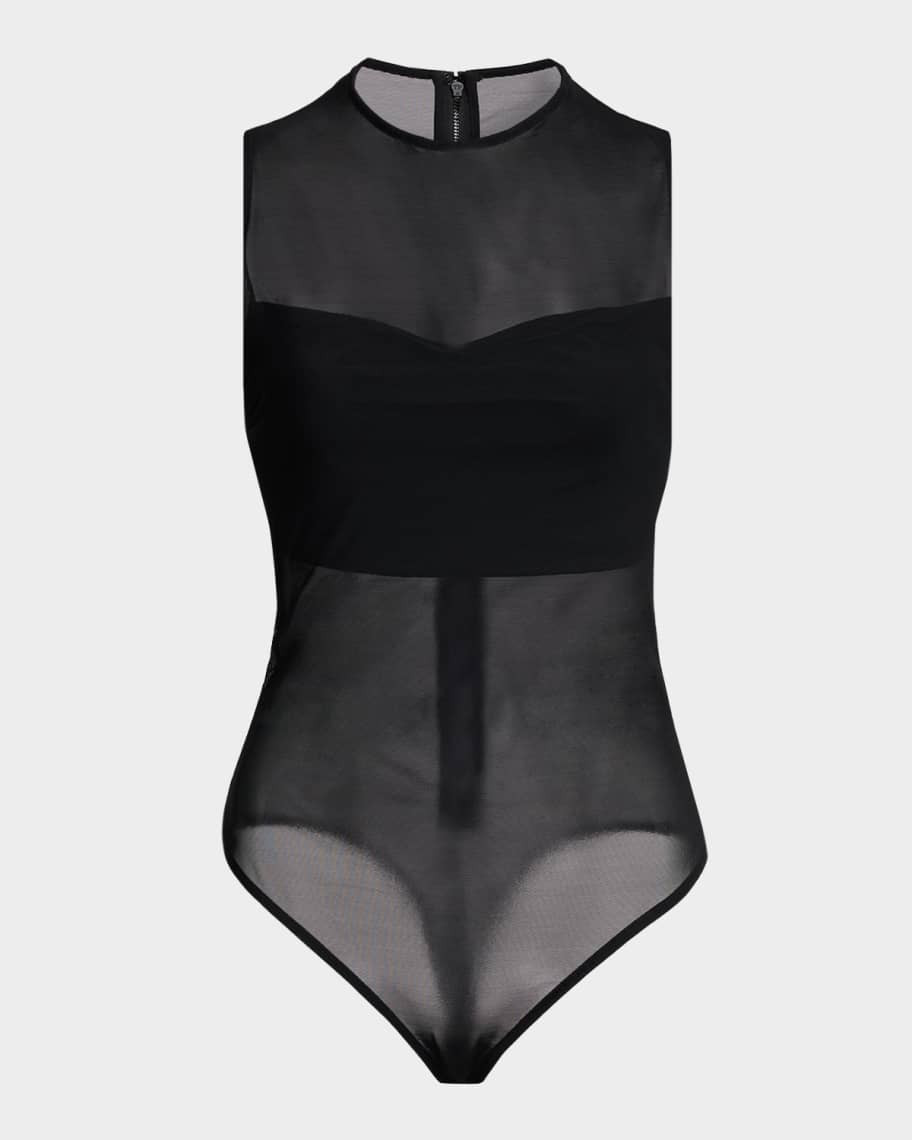 Alice + Olivia Mesh Bandeau Bodysuit | Neiman Marcus