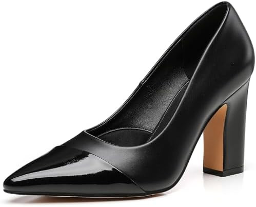Trary Heels for Women Closed Pointed Toe Chunky Pumps Shoes Women Block High Heels Comfortable Sl... | Amazon (US)