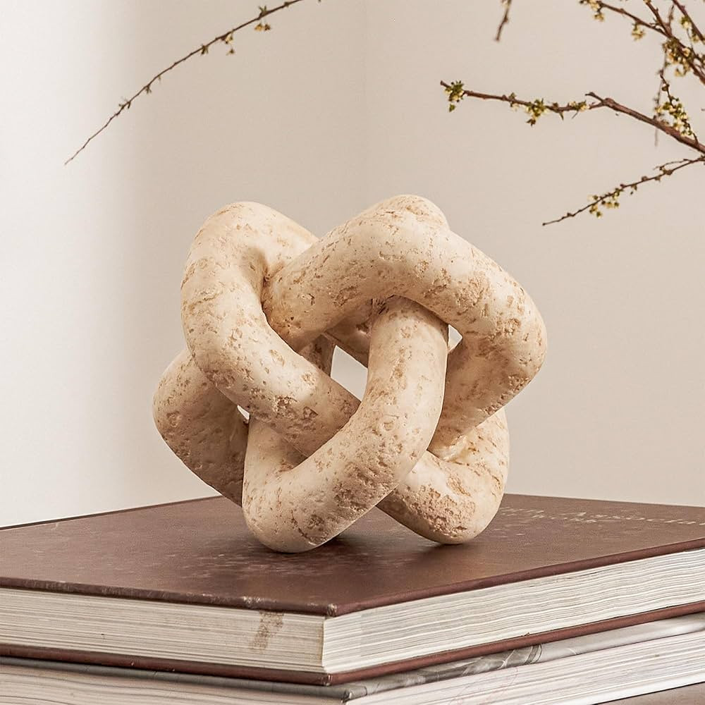 DN DECONATION 3 Link Knot Decor, Beige Travertine Coffee Table Decoration, Boho Chain Link Decor,... | Amazon (CA)