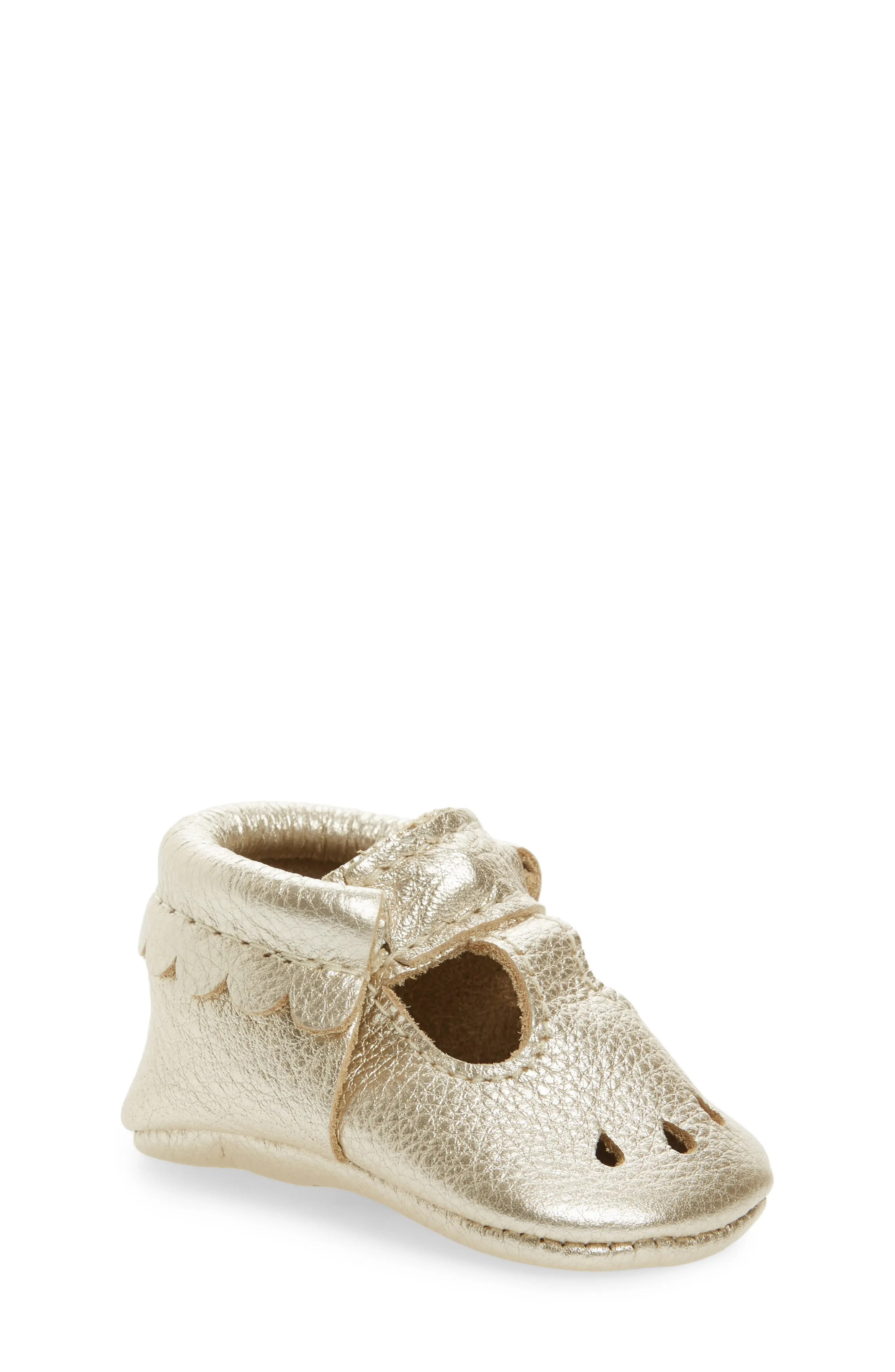 Infant Girl's Freshly Picked Perforated Mary Jane Moccasin, Size 1 M - Metallic | Nordstrom