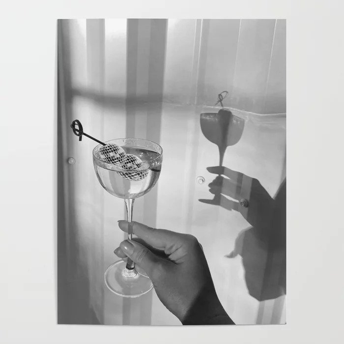 Disco Martini B&W Poster by Hunter Glasoe | Society6