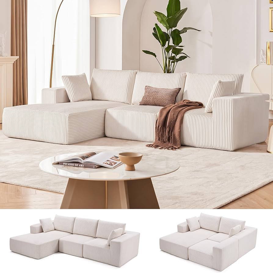 108\u201d Modular Sectional Sofa, Cloud Sectional Couch with Deep Seat, Modern Modular L-Shape So... | Amazon (US)