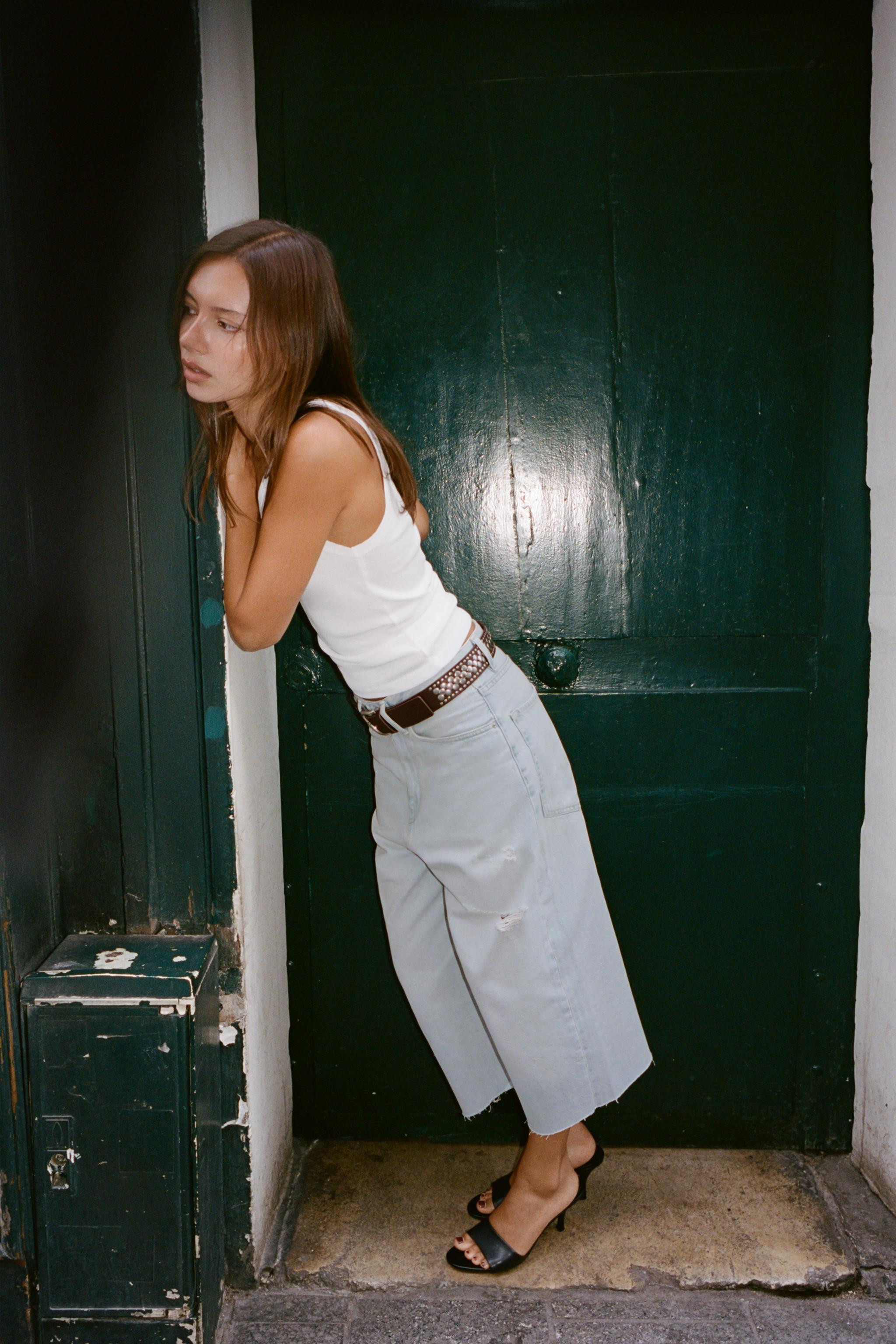 TRF RIPPED MID-WAIST DENIM JORTS BERMUDA SHORTS | Zara UK
