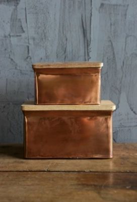 Iron Boxes With Wood Lids (set Of 2 Sizes) | Ashley | Ashley Homestore