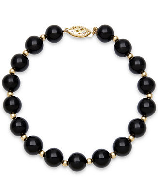 Onyx Bead Bracelet (8mm) in 10k Gold | Macy's