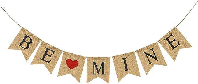 BE Mine Burlap Banner | Valentine's Day Decorations | Valentine's Day Banner | Be Mine Bunting Ga... | Amazon (US)