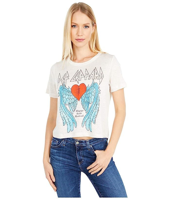 Chaser Def Leppard Bringing On The Heartbreak Linen Short Sleeve Tee (Au Lait) Women's T Shirt | Zappos