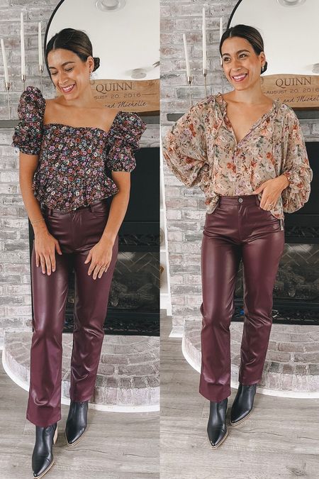 Holiday outfit ideas from Buddy Love with faux leather pants and floral top

#LTKfindsunder100 #LTKparties #LTKHoliday