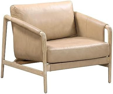 Tov Furniture Chakka Tan Genuine Leather Accent Chair | Amazon (US)
