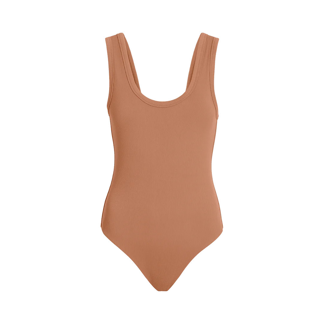 Ribbed Scoop Tank Bodysuit | Nuuds US
