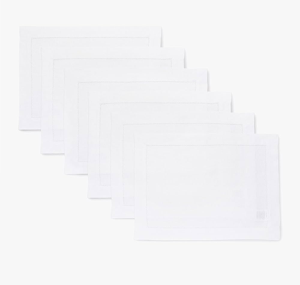 Solino Home Linen Placemats – 100% Pure Linen White Placemats, Classic Hemstitch – Spring, Ea... | Amazon (US)