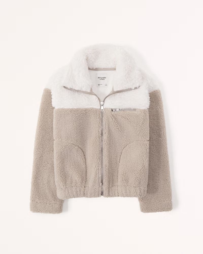 Mixed Texture Sherpa Jacket | Abercrombie & Fitch (US)
