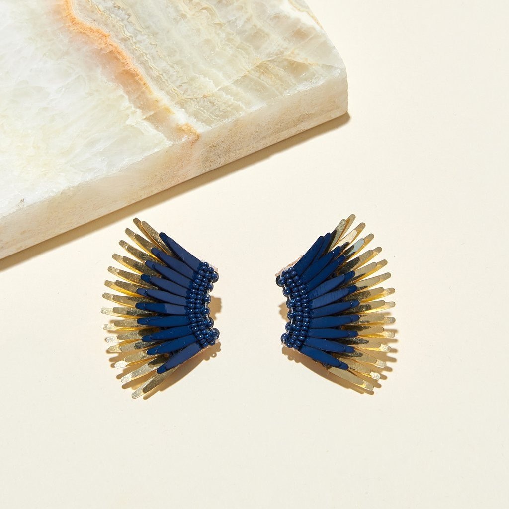Mini Madeline Earrings Navy Gold | Mignonne Gavigan