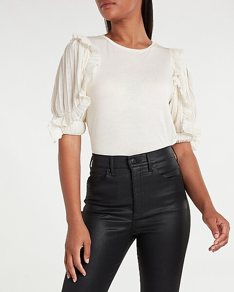 Ruffle Chiffon Sleeve Top | Express