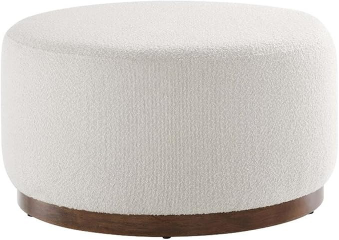 Modway Tilden 29 Inch Round Boucle Upholstered Ottoman in Cloud Walnut - Round Ottoman Coffee Tab... | Amazon (US)