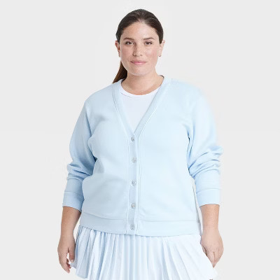 Women's Piped Button-Up Cardigan - All In Motion™ Sky Blue 4X | Target