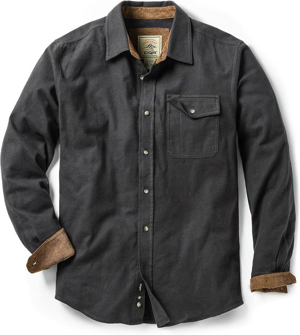CQR Men's All Cotton Flannel Shirt, Long Sleeve Casual Button Up Plaid Shirt, Brushed Soft Outdoo... | Amazon (US)