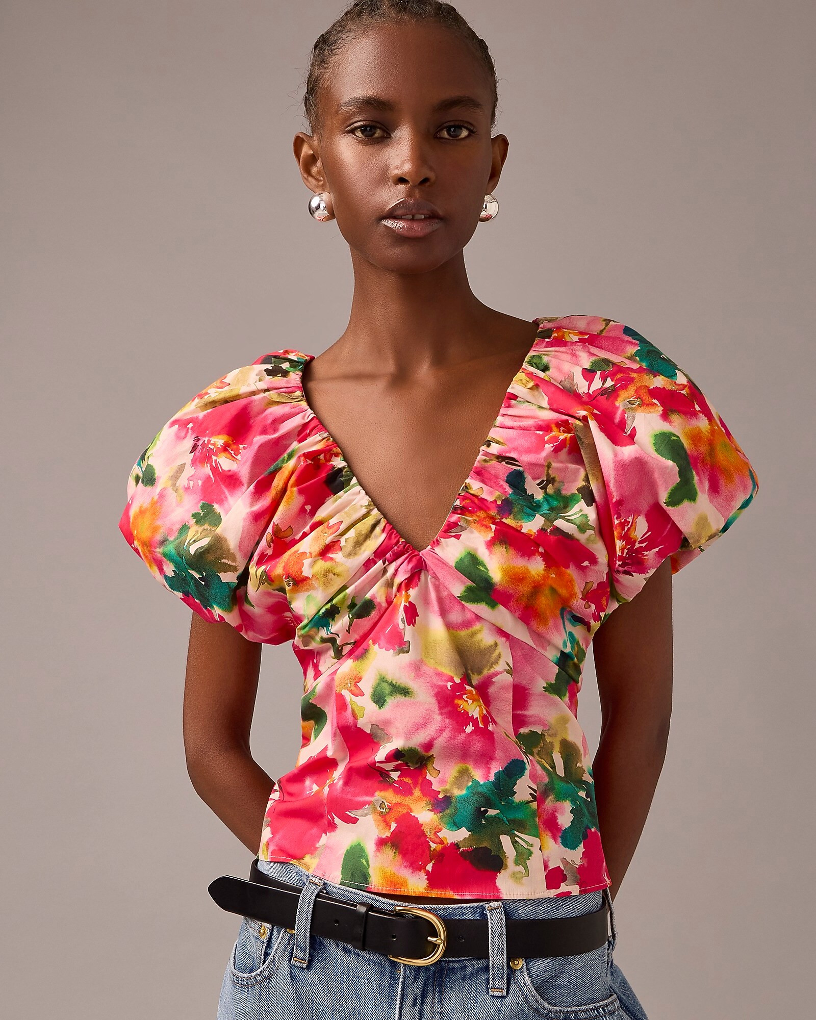 Cecily top in floral stretch cotton poplin blend | J. Crew US