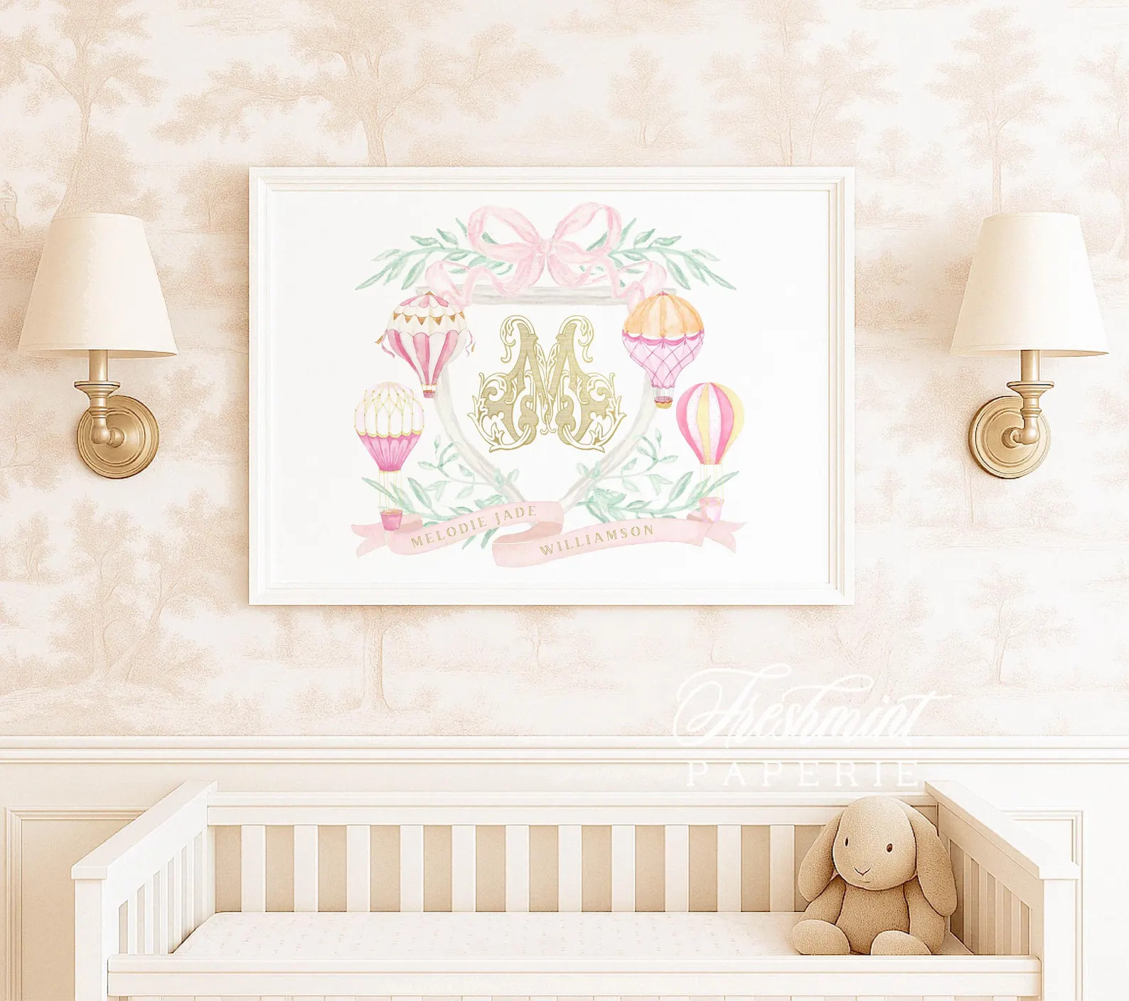 Watercolor Hot Air Balloon Nursery Print, Custom Monogram Wall Art | Etsy (Global)