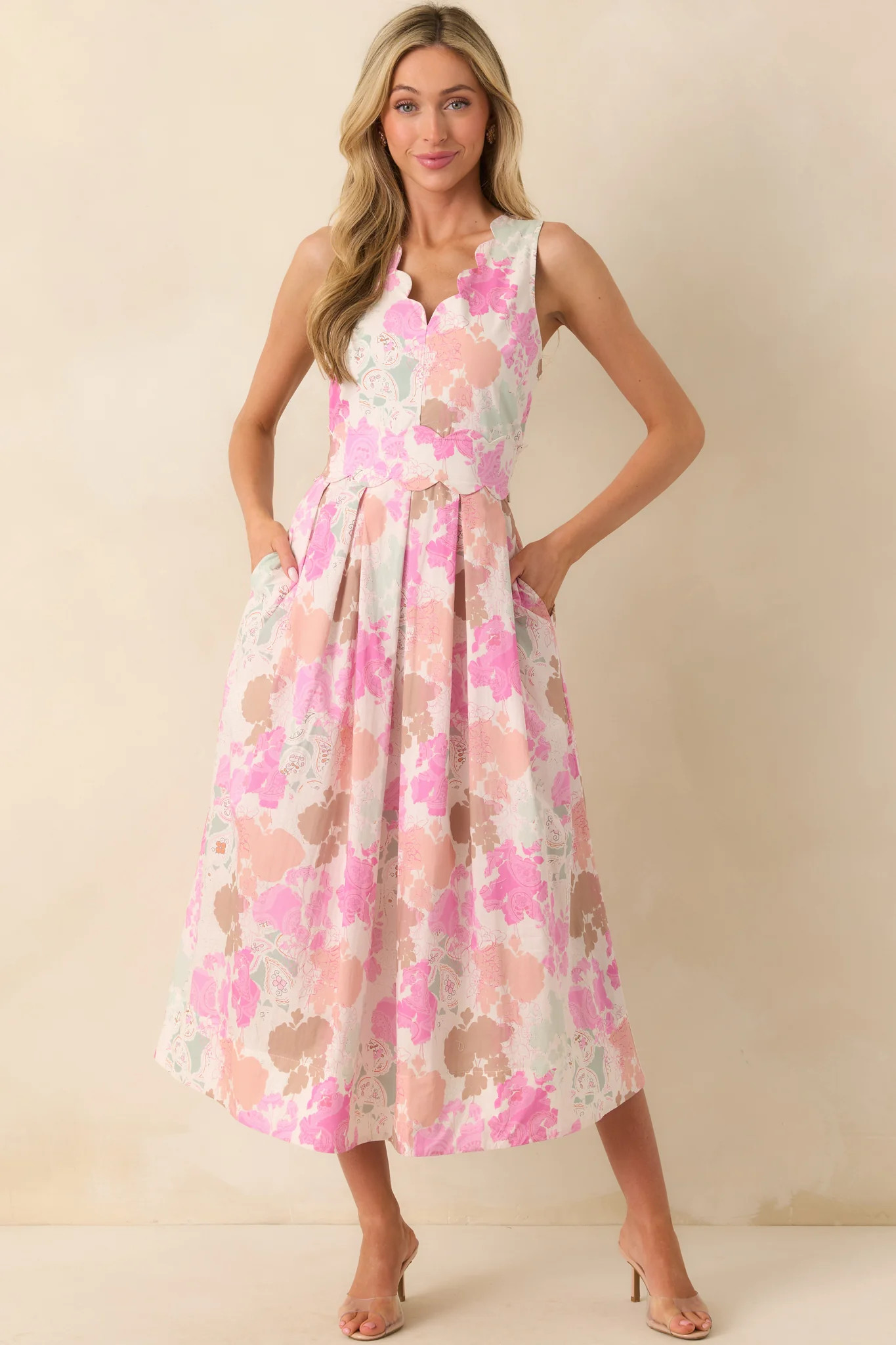 Soft Spot For You Pink Abstract Floral Print Maxi Dress | Red Dress