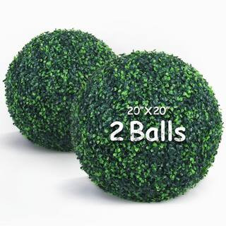 LHY 20 in. 2 Piece Artificial Boxwood Tree Ball UV Proof Faux Topiary Ball Lifelike Greenery Ball... | The Home Depot