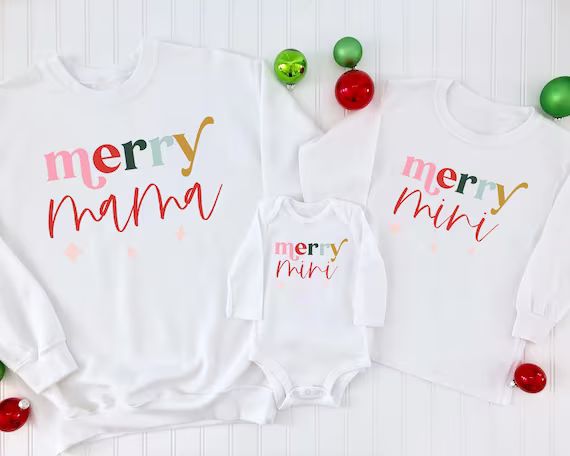 Christmas Mommy & Me Sweatshirts  Merry Mama and Mini  Retro | Etsy | Etsy (US)