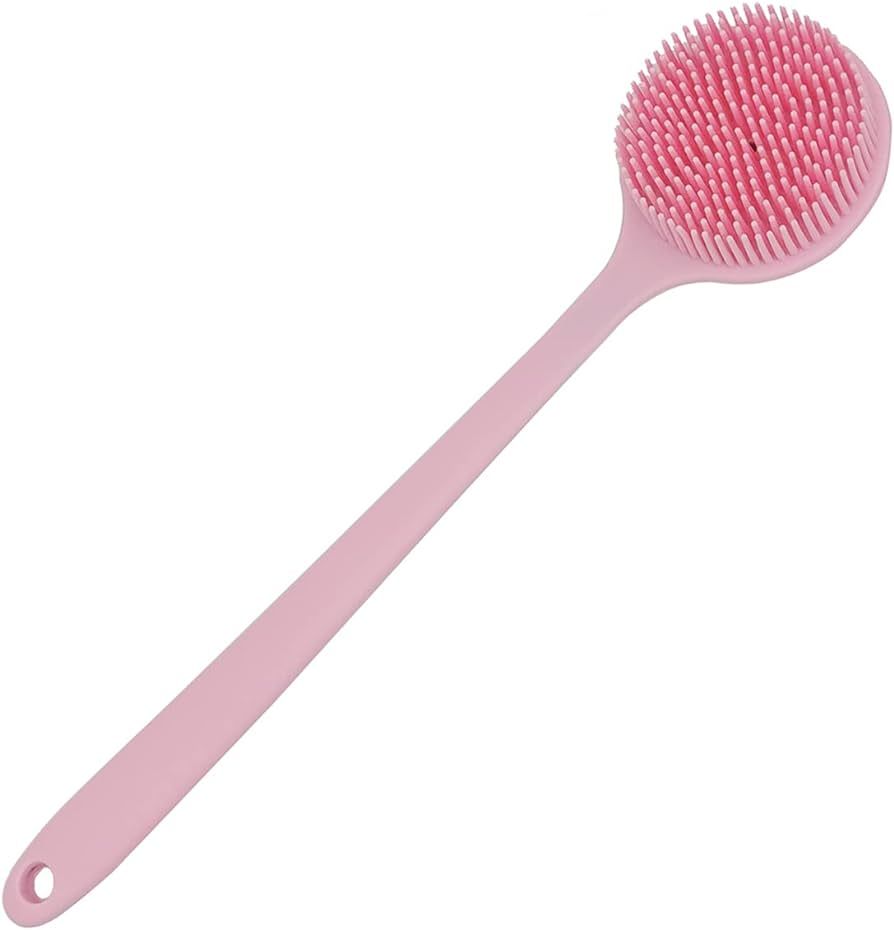 DNC Soft Silicone Back Scrubber Shower Bath Body Brush with Long Handle (Pink) | Amazon (US)