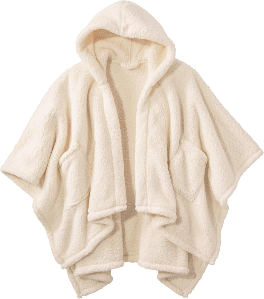 Wearable Blanket Sherpa Poncho Office Work Warm Cozy Shawl Blanket,Plush Cape Wrap for Adults | Amazon (US)