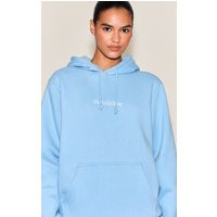 Baby Blue Embroidered Oversized Sweat Hoodie | PrettyLittleThing US