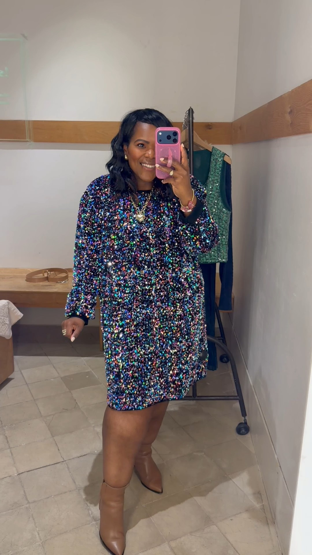 Sequin dress from Anthropologie - wearing size xl. 

#LTKMidsize #LTKHoliday #LTKPlusSize