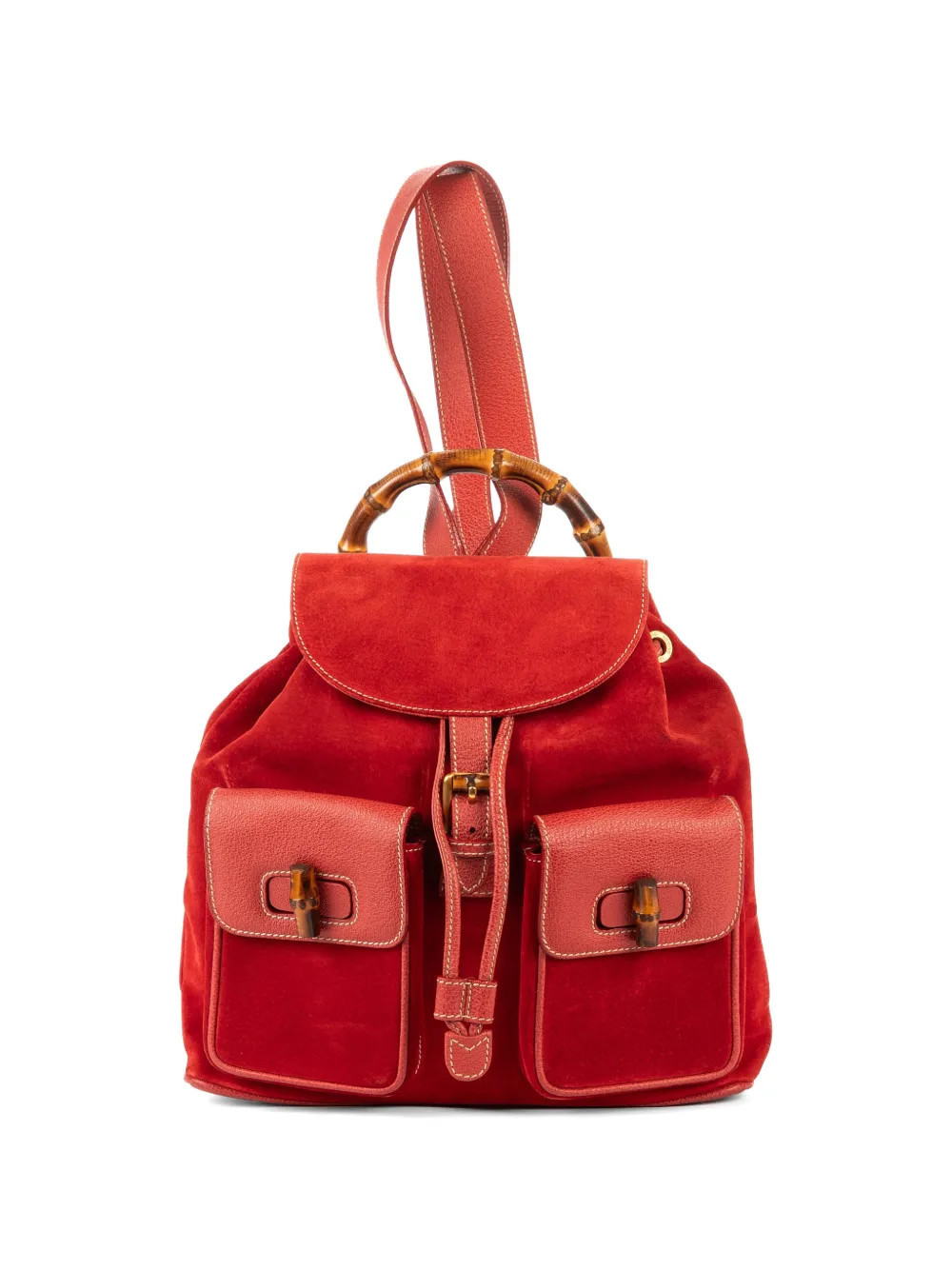 Gucci Pre-Owned large Bamboo backpack - Red | Farfetch Global