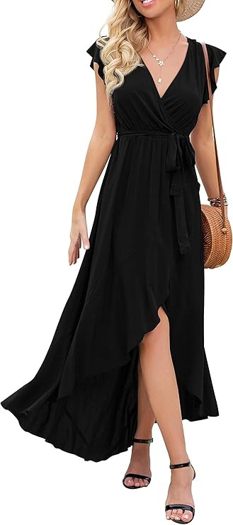 GRECERELLE 2024 Women's Spring Summer Boho Floral Print V-Neck Faux Wrap Maxi Dress for Wedding G... | Amazon (US)