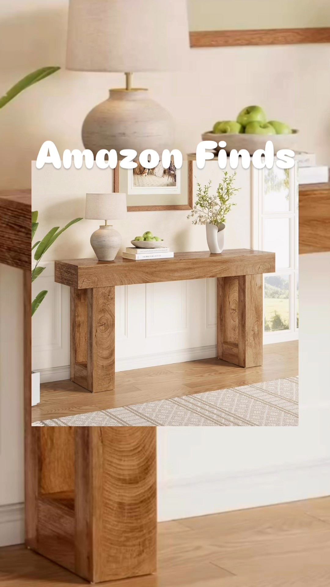 Best-selling simplicity 🍂 This oak console table is a favorite for a reason — sculptural, strong, and styled to perfection.

A clean-lined statement piece for entryways, behind the sofa, or anywhere you need elevated function with a warm, modern edge.

Best-selling 63” oak console table blends natural texture with minimalist design. Perfect for elevating any space — from foyer to living room — with ease. Sturdy, versatile, and under $200 on Amazon. Clean, sculptural, and designed to work in any aesthetic space.

#LTKHome #LTKStyleTip