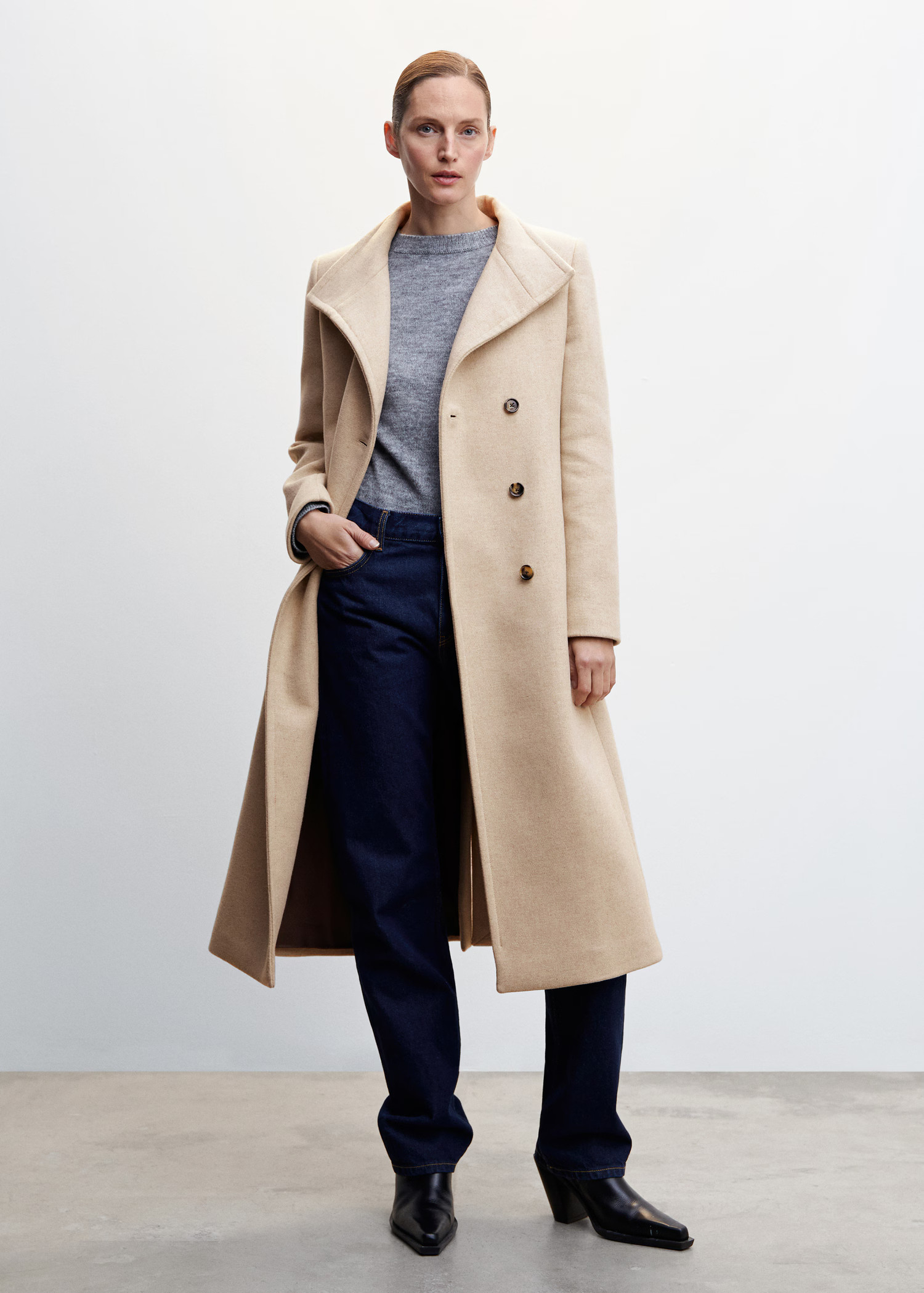Woolen coat with belt - Woman | MANGO USA | MANGO (US)