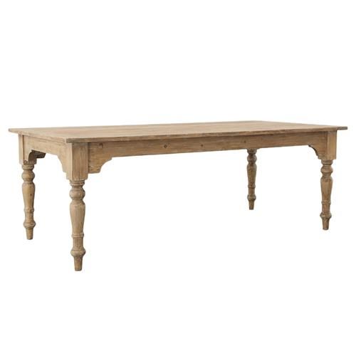 Vaughn French Country Light Brown Pine Wood Rectangular Dining Table - 84"W | Kathy Kuo Home