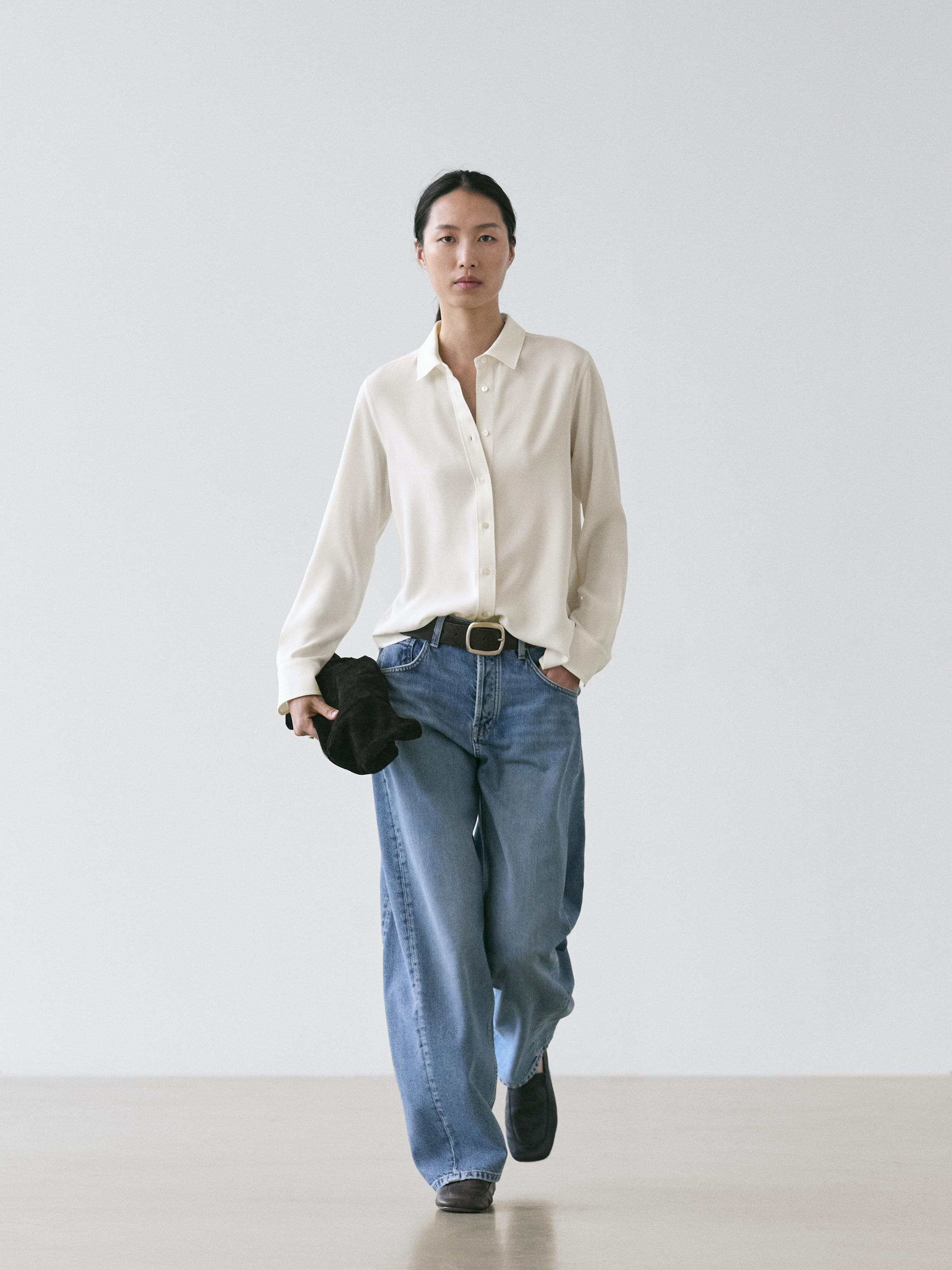 Fließendes Hemd mit Hemdkragen | Massimo Dutti DE