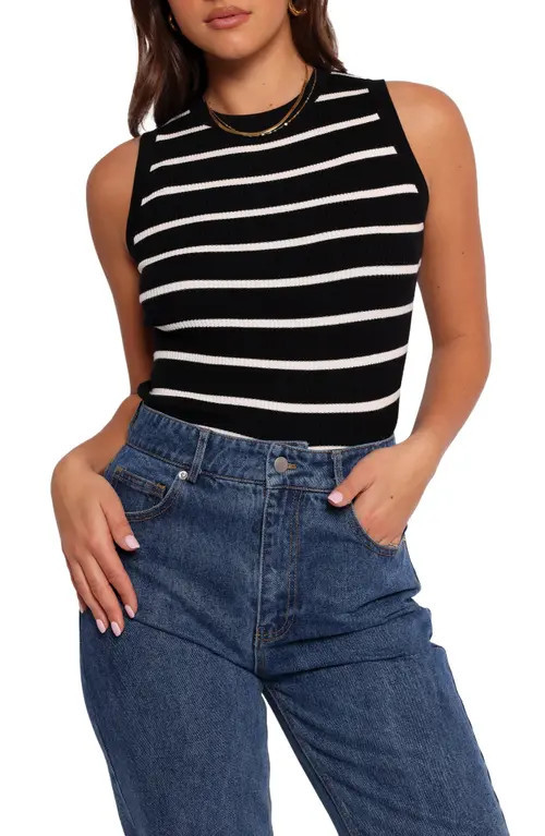 Petal & Pup Margot Stripe Ribbed Tank in Black Stripe at Nordstrom, Size X-Small | Nordstrom