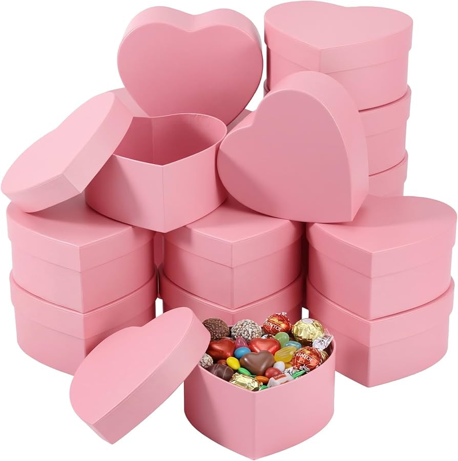 Lerheedi 12 Pcs Small Heart Shaped Boxes - 4 x 2 Inch Valentine's Nesting Gift Boxes with Lids, H... | Amazon (US)