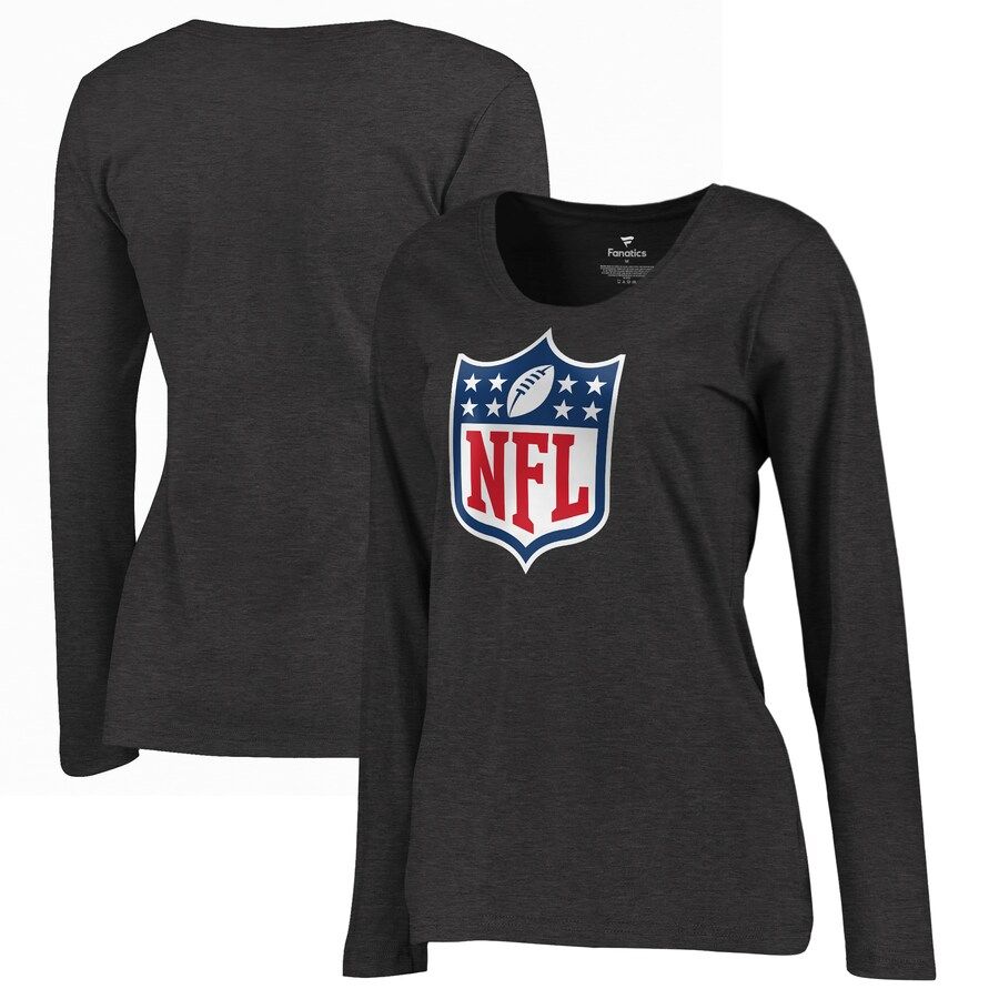 Women's NFL Pro Line by Fanatics Branded Heathered Charcoal NFL Shield Primary Logo Plus Size Lon... | NFL Shop