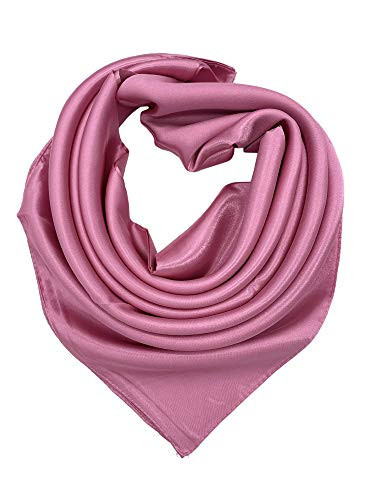 YOUR SMILE Pure Pink Silk Feeling Scarf Women's Large Square Satin Headscarf (340) | Amazon (US)
