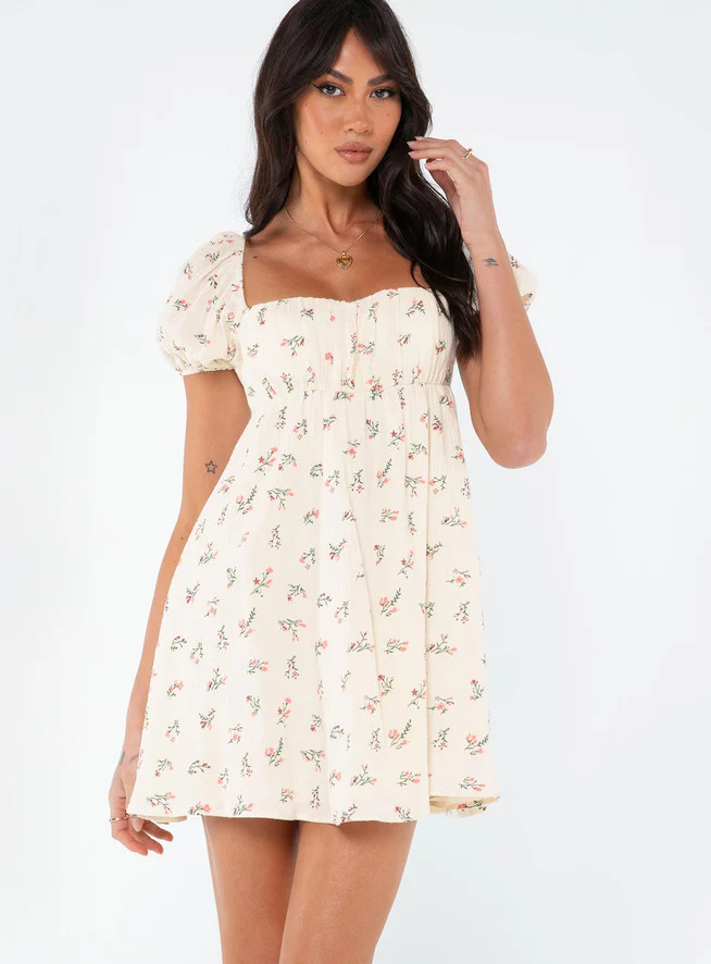 Let's Dance Mini Dress White / Floral | Princess Polly US