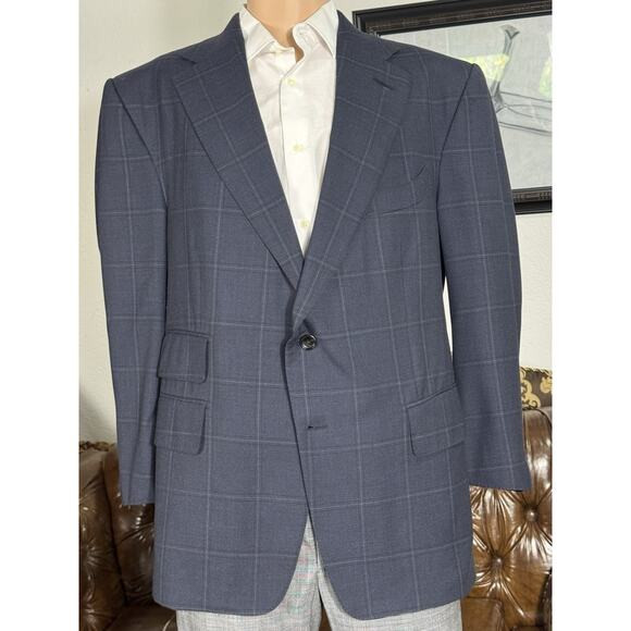 Tom Ford Navy Blue Plaid Wool Sportcoat Blazer 58/48 US Mens Suit Jacket Windsor | Poshmark