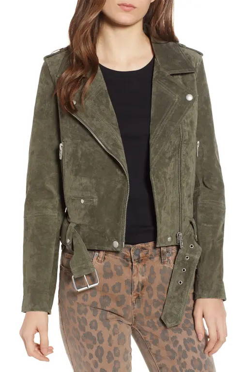 BLANKNYC Suede Moto Jacket in Herb at Nordstrom, Size Small | Nordstrom