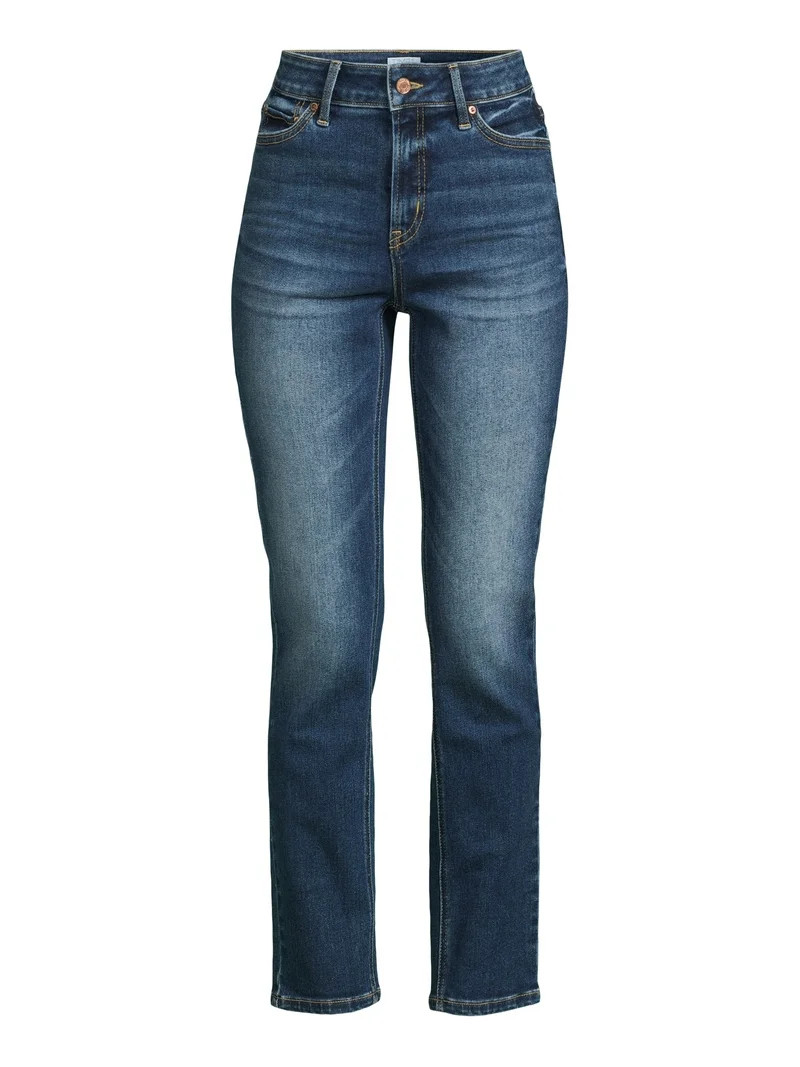Time and Tru Women’s Mid Rise Straight Leg Jeans, Sizes 0-22, Regular & Short Inseams | Walmart (US)