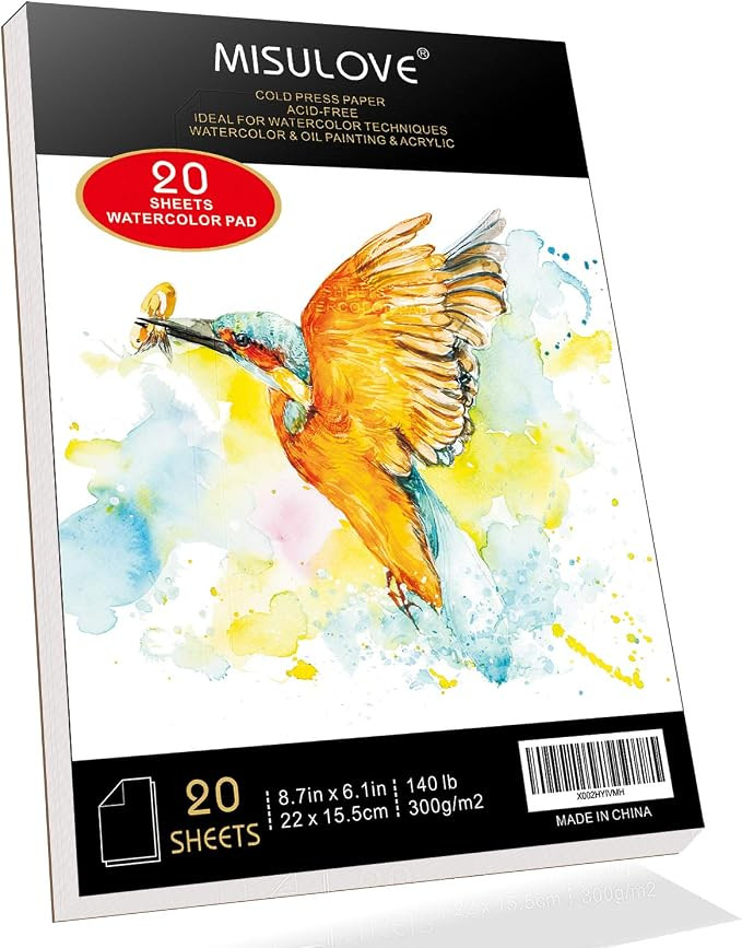MISULOVE 6.1X8.7" Watercolor Paper Pad, Cold-Pressed, Acid-Free, Ideal for Watercolor Painting an... | Amazon (US)