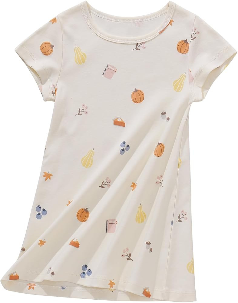 Girl's Cotton Nightgowns Short Sleeve Princess Sleep Shirts Comfy Nightdress Sleepwear | Amazon (US)